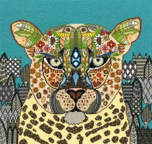 Jewelled-Leopard-XSTU2-Kreuzstichbild-Bothy Threads